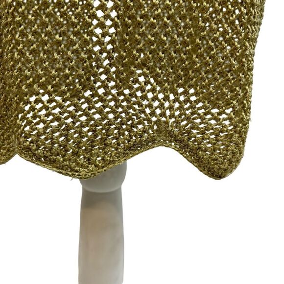 Vintage 1980’s Ladies The Works Saks Fifth Ave Gold Sheer Mesh Tunic Cover Up M - Picture 5 of 10